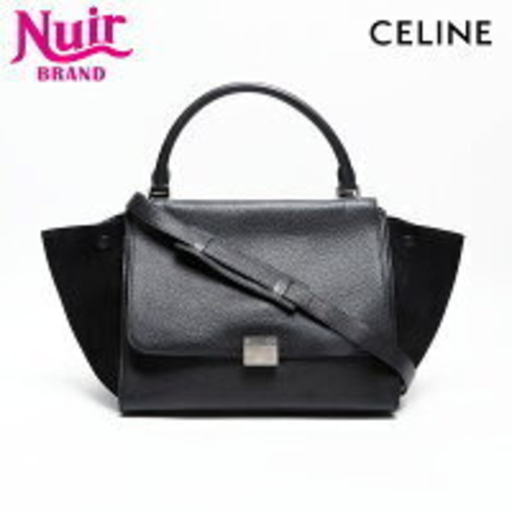 Celine Trapeze Shearling Handbag Black
